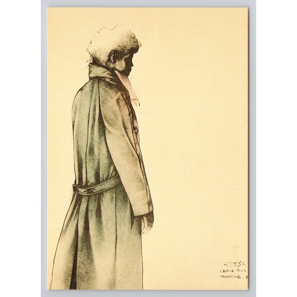Postcard Bruno Brunl Attesa Print Lithograph 1980 Rendezvous Erwartung Germany - Picture 1 of 2
